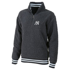 New York Yankees G-III 4Her by Carl Banks Women's Play Action Sherpa Fleece Quarter-Zip Jacket - Gray