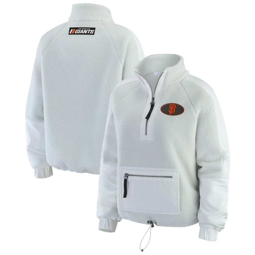 San Francisco Giants WEAR by Erin Andrews Women's Polar Fleece Quarter-Zip Jacket - Gray