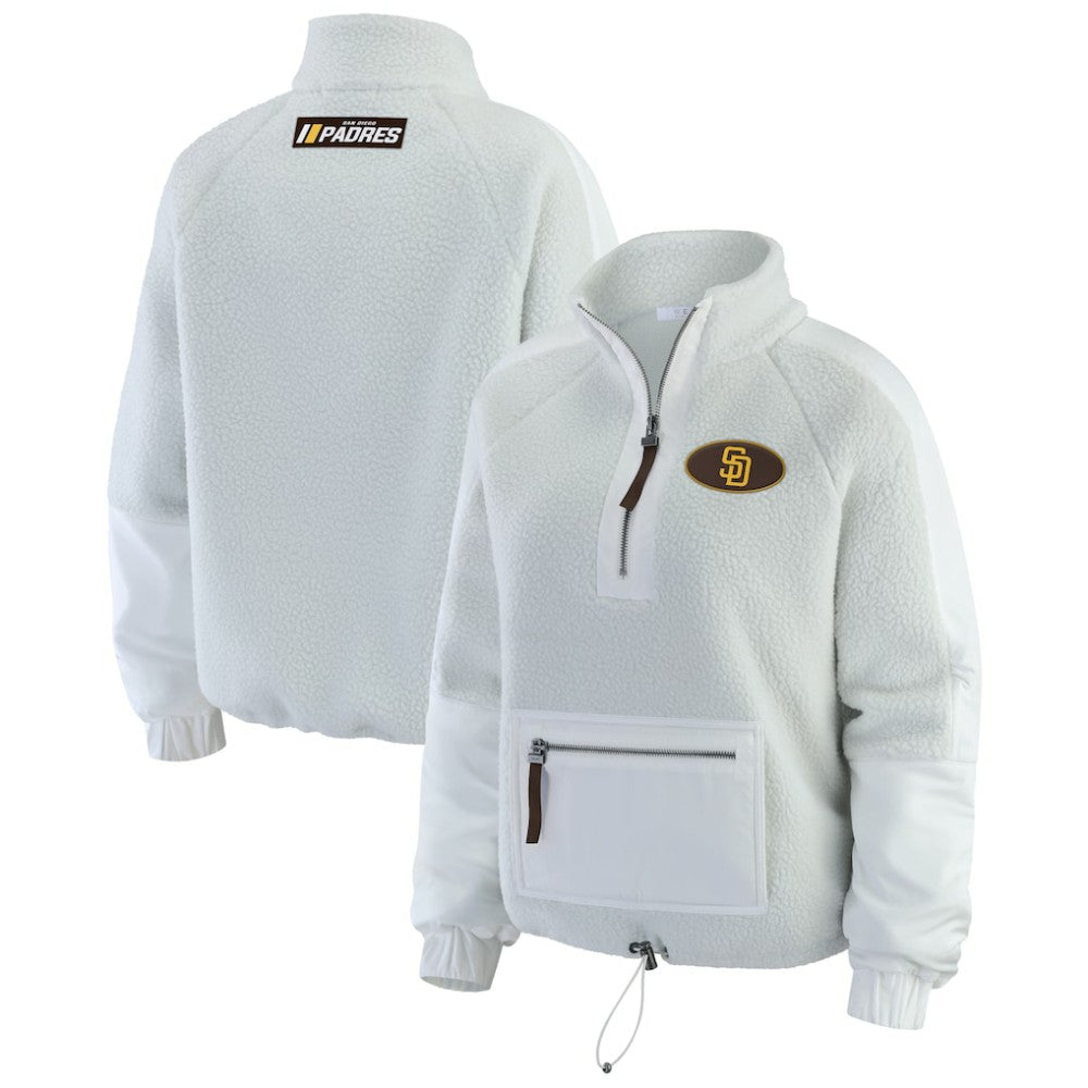San Diego Padres WEAR by Erin Andrews Women's Polar Fleece Quarter-Zip Jacket - Gray
