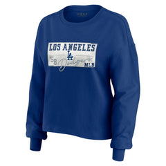 Los Angeles Dodgers WEAR by Erin Andrews Women's Heavy Rugby Jersey Cropped Long Sleeve T-Shirt & Shorts Lounge Set - Royal