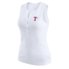 Texas Rangers WEAR by Erin Andrews Women's Rib-Knit Henley Tank Top - White