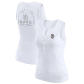 San Diego Padres WEAR by Erin Andrews Women's Rib-Knit Henley Tank Top - White