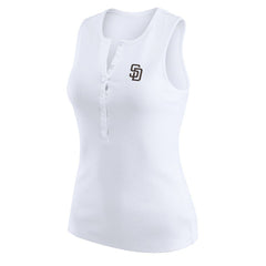 San Diego Padres WEAR by Erin Andrews Women's Rib-Knit Henley Tank Top - White