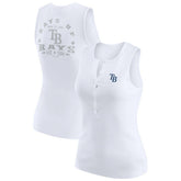 Tampa Bay Rays WEAR by Erin Andrews Women's Rib-Knit Henley Tank Top - White