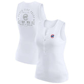 Chicago Cubs WEAR by Erin Andrews Women's Rib-Knit Henley Tank Top - White