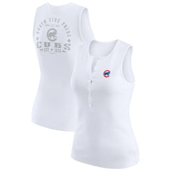 Chicago Cubs WEAR by Erin Andrews Women's Rib-Knit Henley Tank Top - White