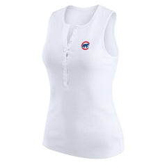Chicago Cubs WEAR by Erin Andrews Women's Rib-Knit Henley Tank Top - White