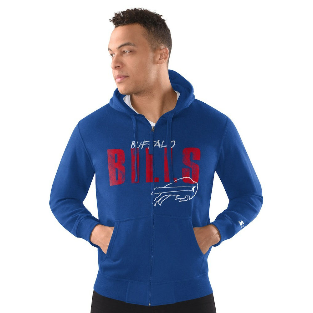 Buffalo Bills Starter Distressed Classic Full-Zip Hoodie - Royal cheap