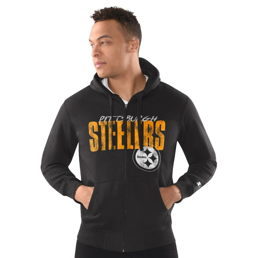 Pittsburgh Steelers Starter Distressed Classic Full-Zip Hoodie - Black outlet