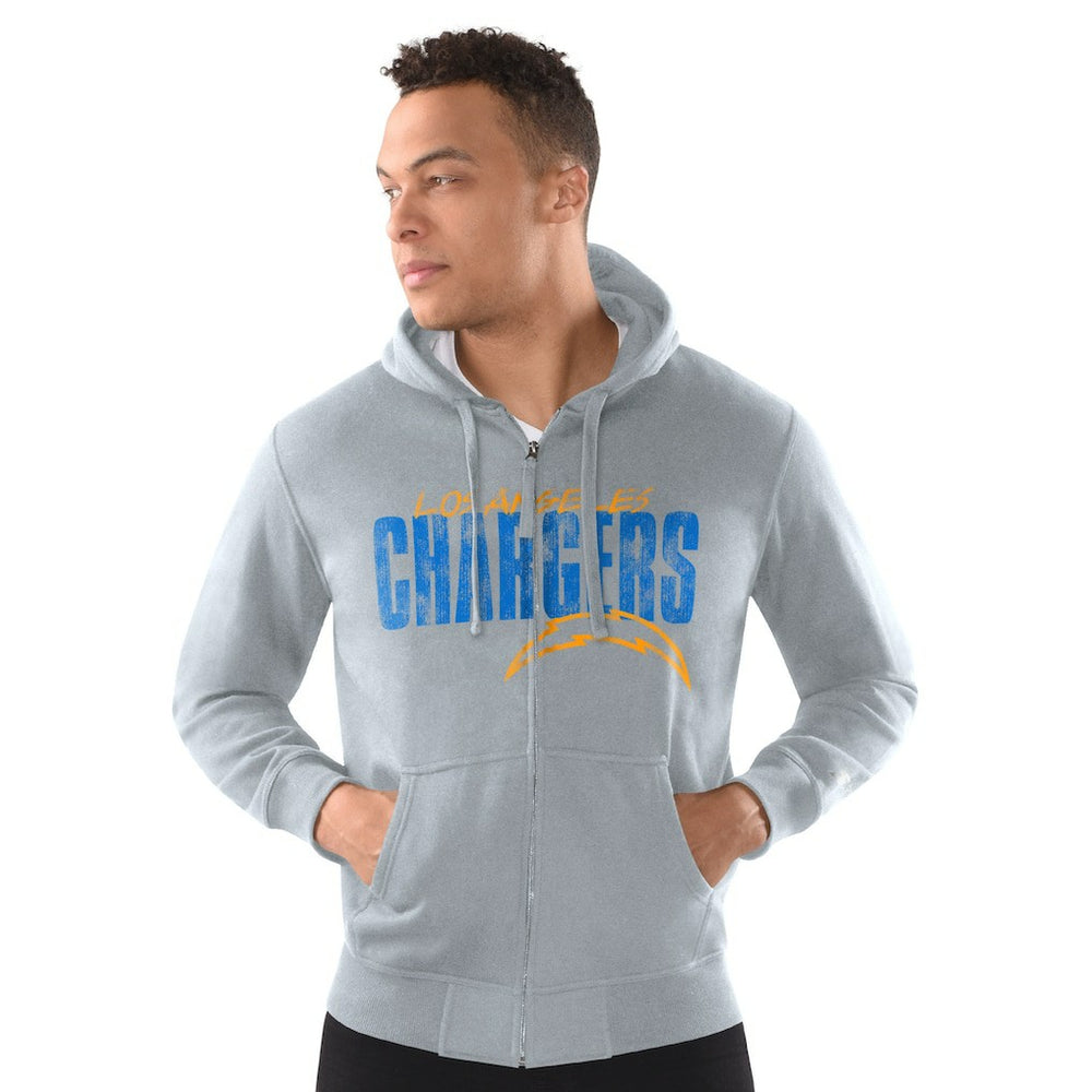 Los Angeles Chargers Starter Distressed Classic Full-Zip Hoodie - Heather Gray sale