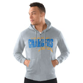 Los Angeles Chargers Starter Distressed Classic Full-Zip Hoodie - Heather Gray sale