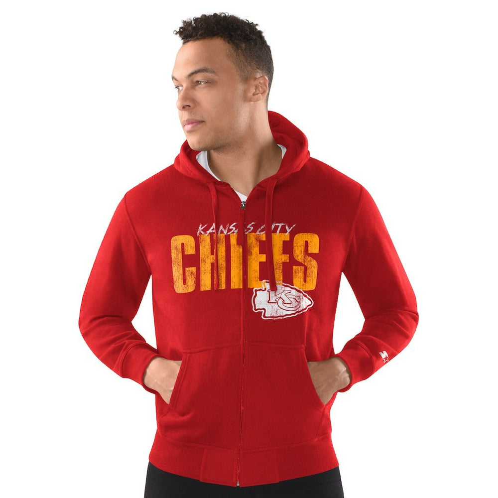 Kansas City Chiefs Starter Distressed Classic Full-Zip Hoodie - Red on sale