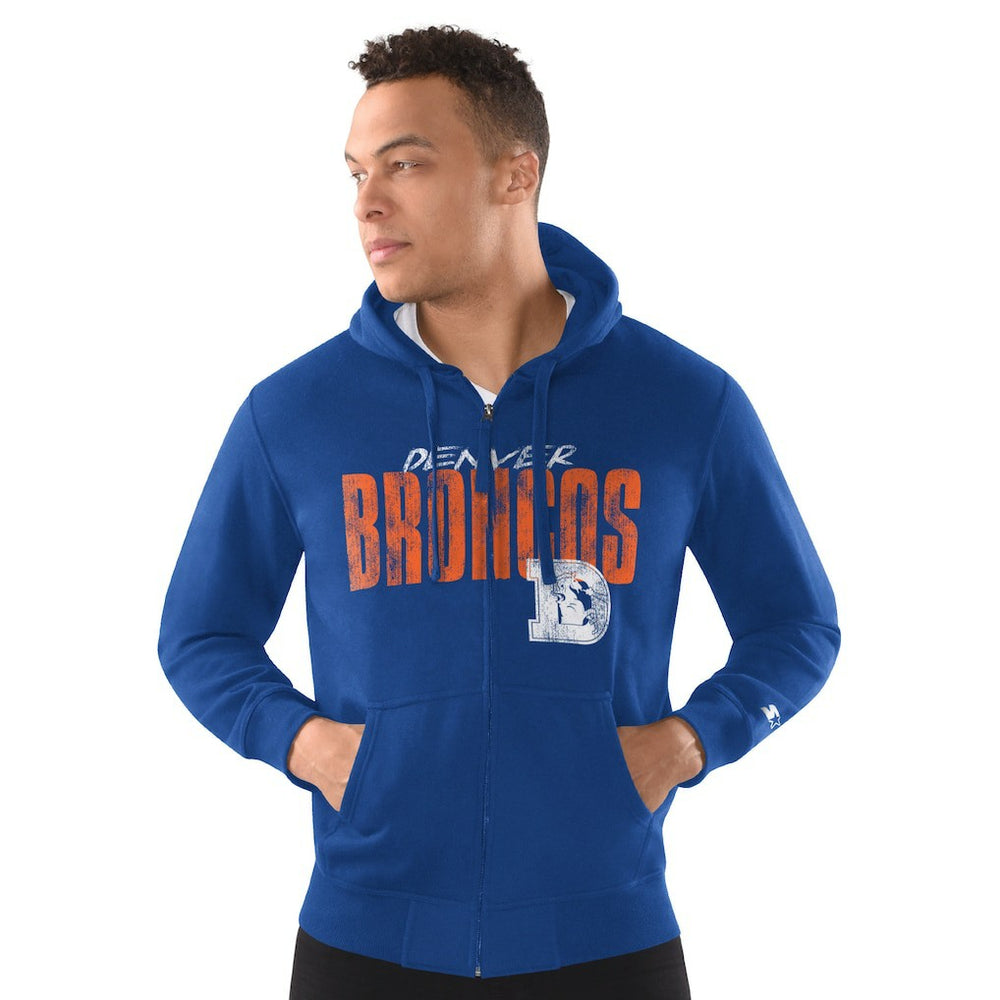 Denver Broncos Starter Distressed Classic Full-Zip Hoodie - Royal online