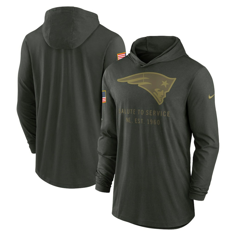 New England Patriots 2025 Salute to Service Sideline Dri-FIT Lightweight Hooded Pullover - Forest Green | Nike discount