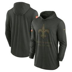 New Orleans Saints 2025 Salute to Service Sideline Dri-FIT Lightweight Hooded Pullover - Forest Green | Nike for sale