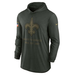New Orleans Saints 2025 Salute to Service Sideline Dri-FIT Lightweight Hooded Pullover - Forest Green | Nike for sale