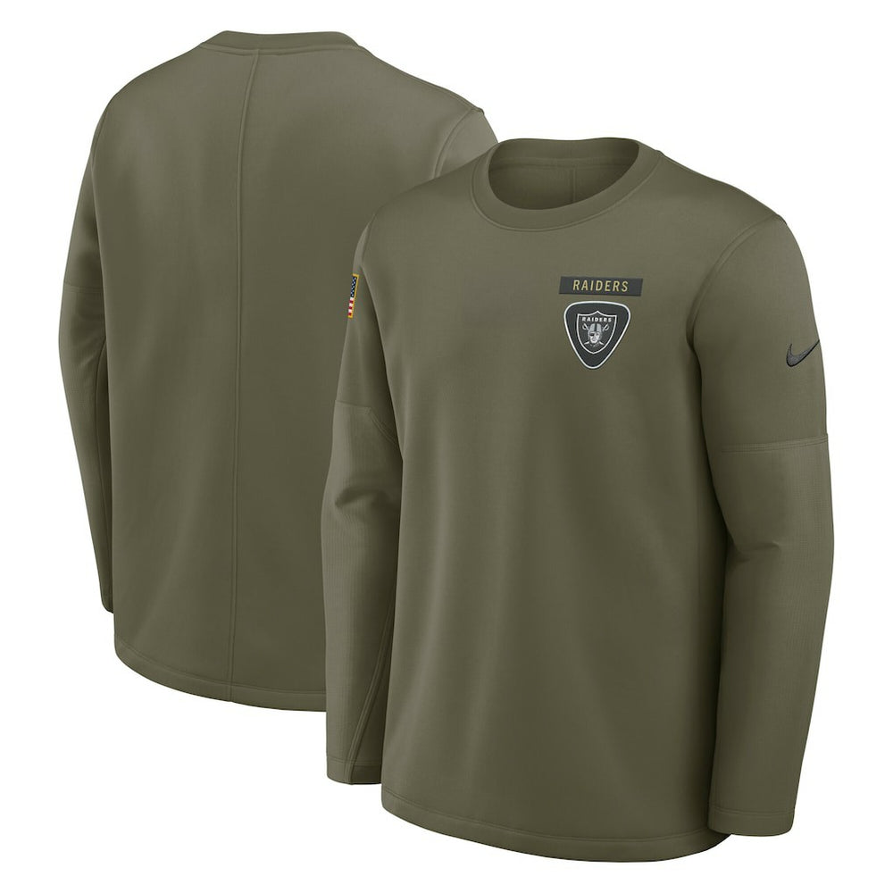 Las Vegas Raiders 2025 Salute to Service Sideline Coaches Therma-FIT Long Sleeve Shirt - Olive | Nike cheap