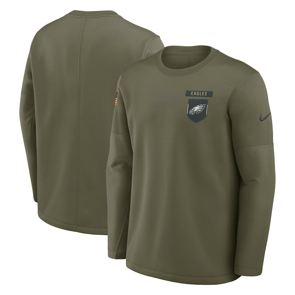 Philadelphia Eagles 2025 Salute to Service Sideline Coaches Therma-FIT Long Sleeve Shirt - Olive | Nike on sale
