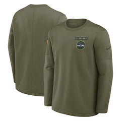 Seattle Seahawks 2025 Salute to Service Sideline Coaches Therma-FIT Long Sleeve Shirt - Olive | Nike outlet