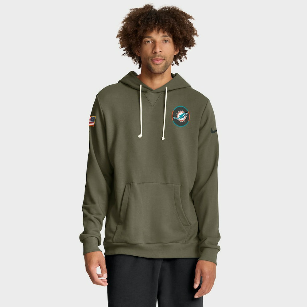 Miami Dolphins Big & Tall 2025 Salute to Service Sideline Dominant Force Dri-FIT Hoodie - Olive | Nike for sale