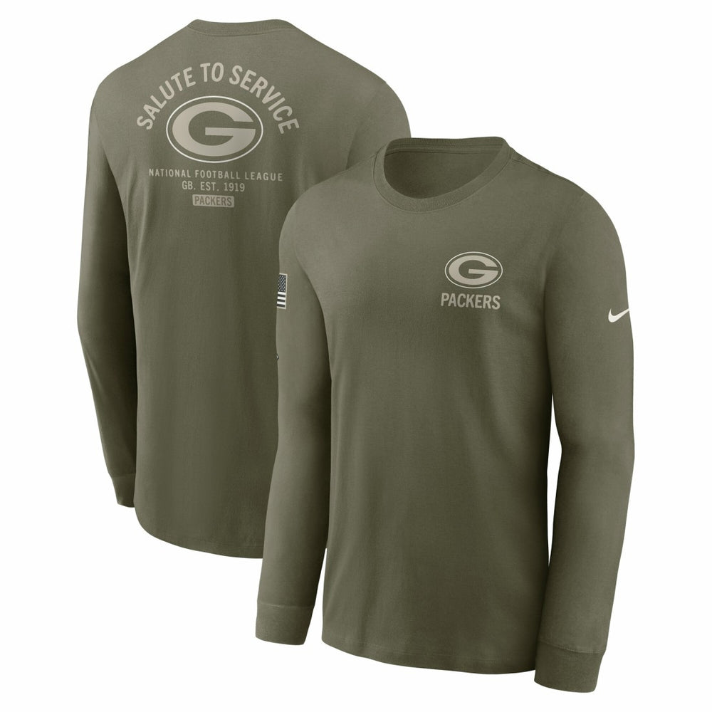 Green Bay Packers 2025 Salute to Service Sideline Long Sleeve T-Shirt - Olive | Nike for sale