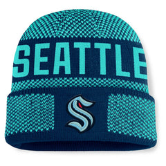 Seattle Kraken Fanatics Fundamentals Shelter Cuffed Knit Hat Deep Sea Blue/Light Blue