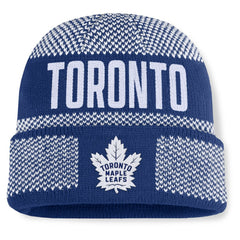 Toronto Maple Leafs Fanatics Fundamentals Shelter Cuffed Knit Hat Blue/White