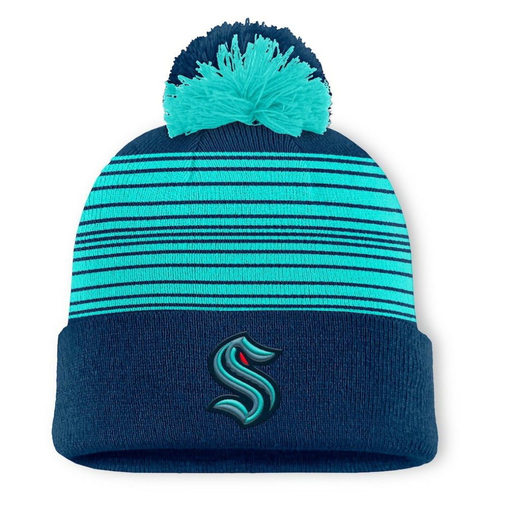 Seattle Kraken Fanatics Fundamental Spirit Cuffed Pom Knit Hat Deep Sea Blue