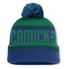 Vancouver Canucks Fanatics Fundamentals Thrive Cuffed Knit Hat with Pom Blue/Green
