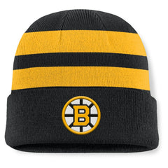 Boston Bruins Fanatics Fundamental Swipe Stripe Cuffed Knit Hat Black/Gold