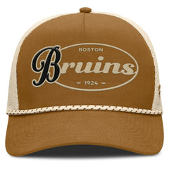 Boston Bruins Fanatics Heritage Fetch A-Frame Trucker Adjustable Hat Brown/Cream