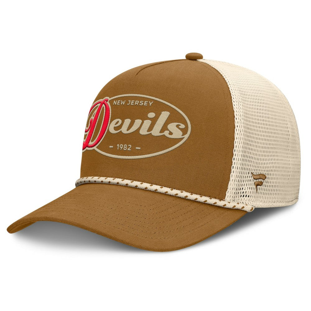 New Jersey Devils Fanatics Heritage Fetch A-Frame Trucker Adjustable Hat Brown/Cream
