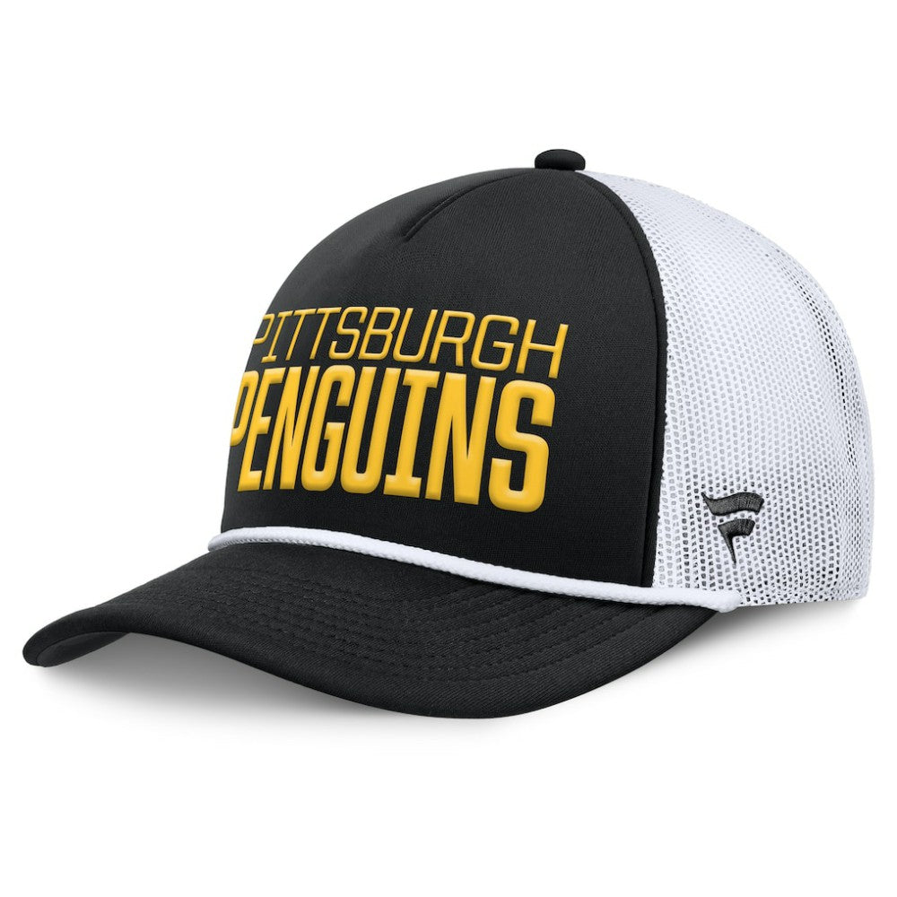 Pittsburgh Penguins Fanatics Heritage Dutch A-Frame Trucker Adjustable Hat Black/White