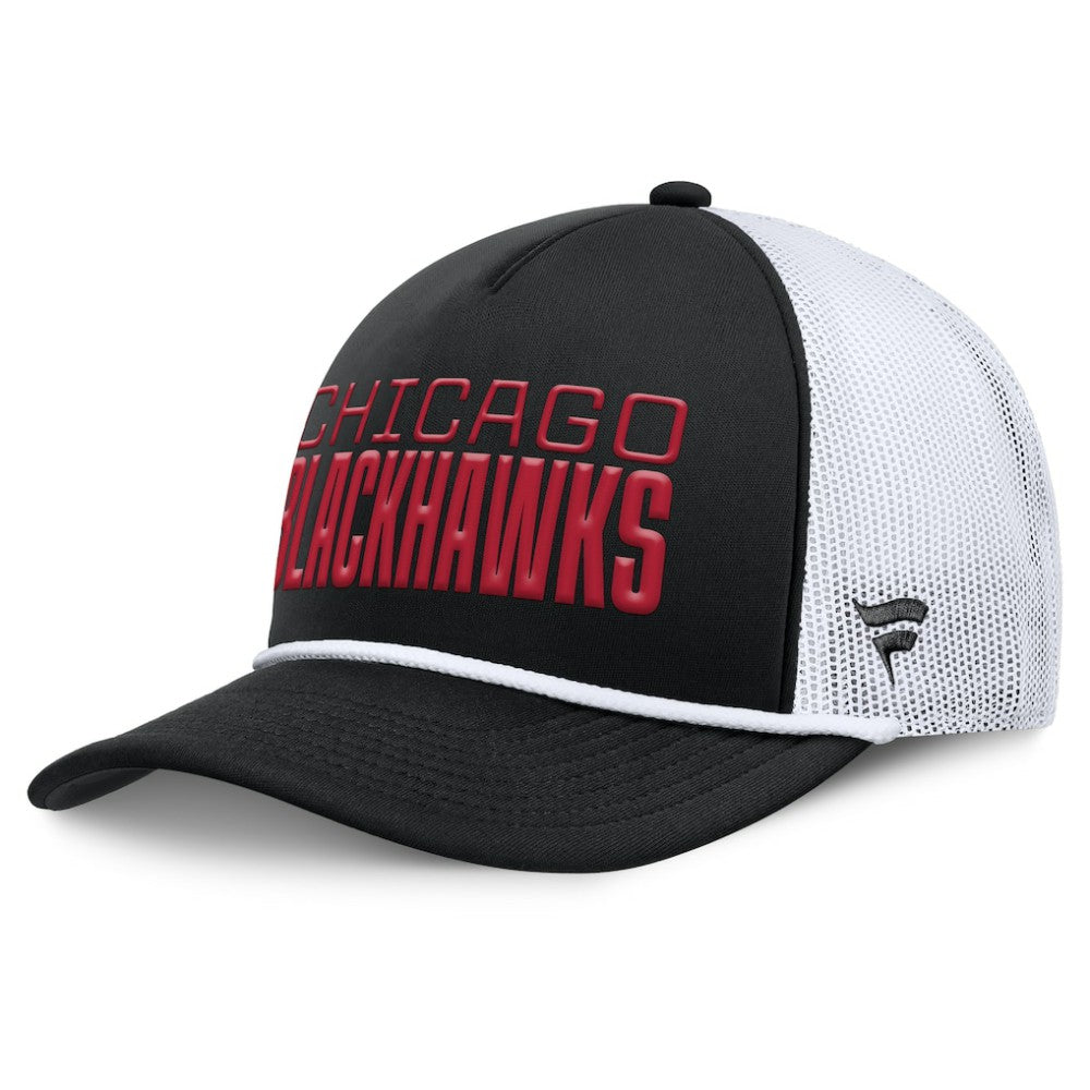 Chicago Blackhawks Fanatics Heritage Dutch A-Frame Trucker Adjustable Hat Black/White