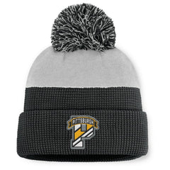 Pittsburgh Penguins Fanatics Authentic Pro Home Ice Cuffed Knit Hat with Pom Black/Gray