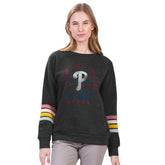 Philadelphia Phillies G-III 4Her by Carl Banks Women's Allana Stripe Pullover Sweatshirt - Charcoal