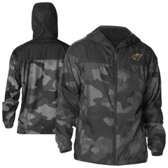 Minnesota Wild Columbia Camo Flash Challenger Omni-Shade Full-Zip Hoodie Windbreaker Black