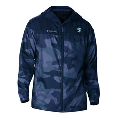 Seattle Kraken Columbia Camo Flash Challenger Omni-Shade Full-Zip Hoodie Windbreaker Navy