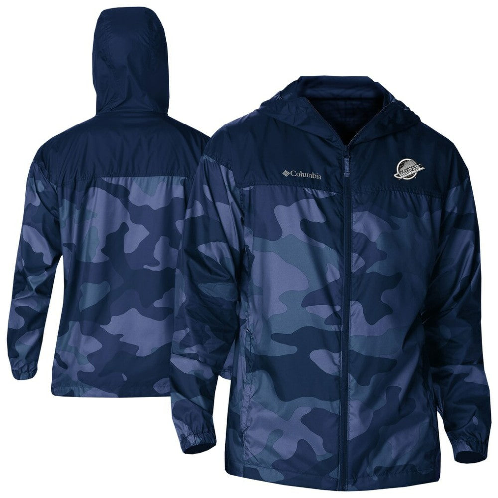 Vancouver Canucks Columbia Camo Flash Challenger Omni-Shade Full-Zip Hoodie Windbreaker Navy