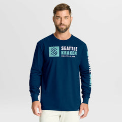 Seattle Kraken Fanatics Goal Crease Legacy Long Sleeve T-Shirt Navy