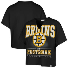 David Pastrnak Boston Bruins '47 Women's Elation Name & Number Oversized Notch Neck T-Shirt Black