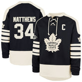 Auston Matthews Toronto Maple Leafs '47 Player Name & Number Sweep Check Eternal Lacer Sweatshirt Navy