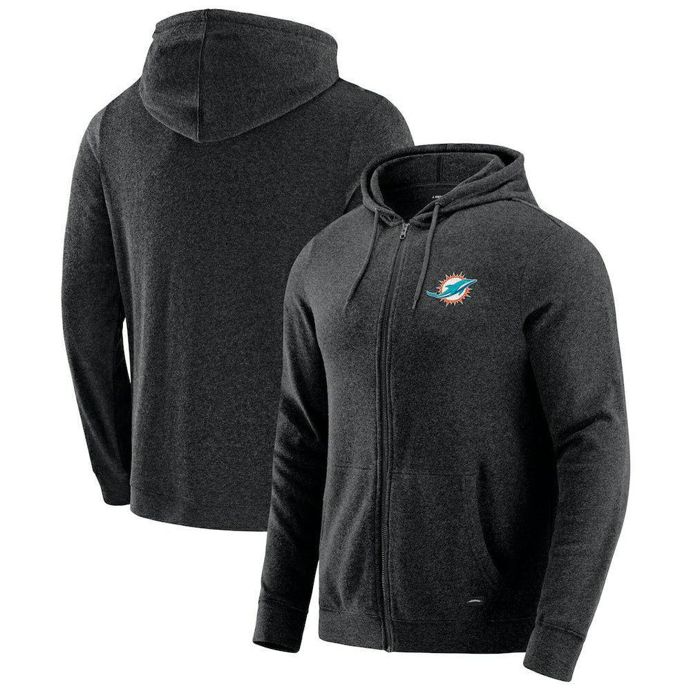 Miami Dolphins J. Palmer Players Lounge Tri-Blend Full-Zip Hoodie - Dark Heather Gray for sale