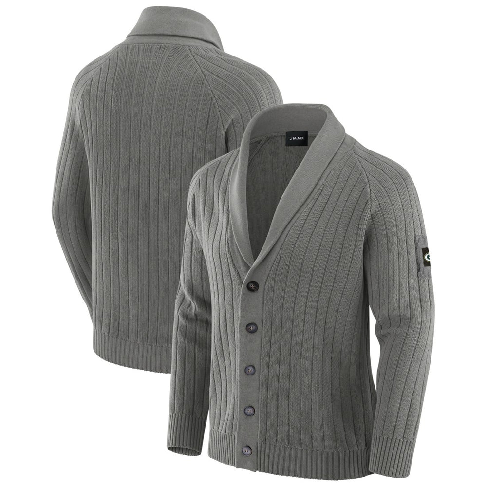 Green Bay Packers J. Palmer The Playmaker Cardigan Raglan Sweater - Graphite on sale