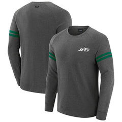 New York Jets J. Palmer Players Lounge Raglan Tri-Blend Sweatshirt - Dark Heather Gray sale