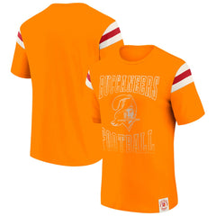 Tampa Bay Buccaneers Darius Rucker Collection Distressed Throwback Shoulder Stripe T-Shirt - Orange online
