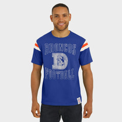 Denver Broncos Darius Rucker Collection Distressed Throwback Shoulder Stripe T-Shirt - Royal for sale