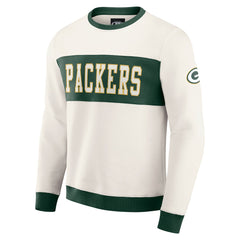 Green Bay Packers Darius Rucker Collection Colorblock Pullover Sweatshirt - Cream on sale