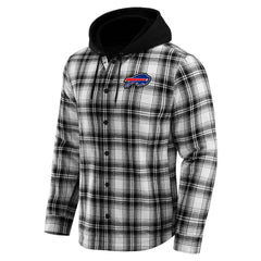 Buffalo Bills NFL x Darius Rucker Collection Plaid Flannel Quilted Full-Snap Hooded Shacket - Black for sale