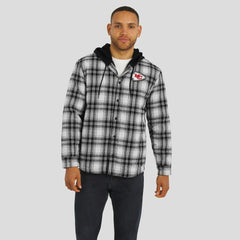Kansas City Chiefs NFL x Darius Rucker Collection Plaid Flannel Quilted Full-Snap Hooded Shacket - Black outlet